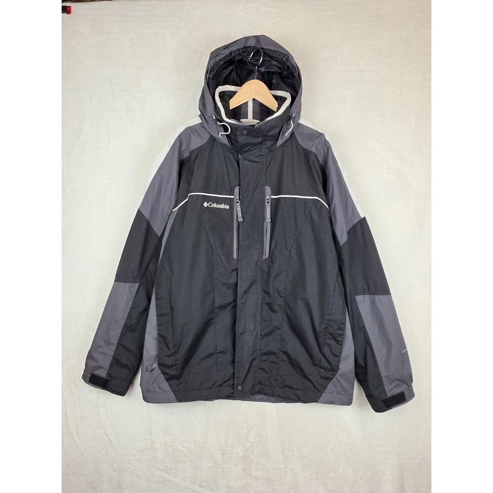 Columbia Bugaboo Omni-Tech Waterproof Shell Jacket Mens Large Gray Black